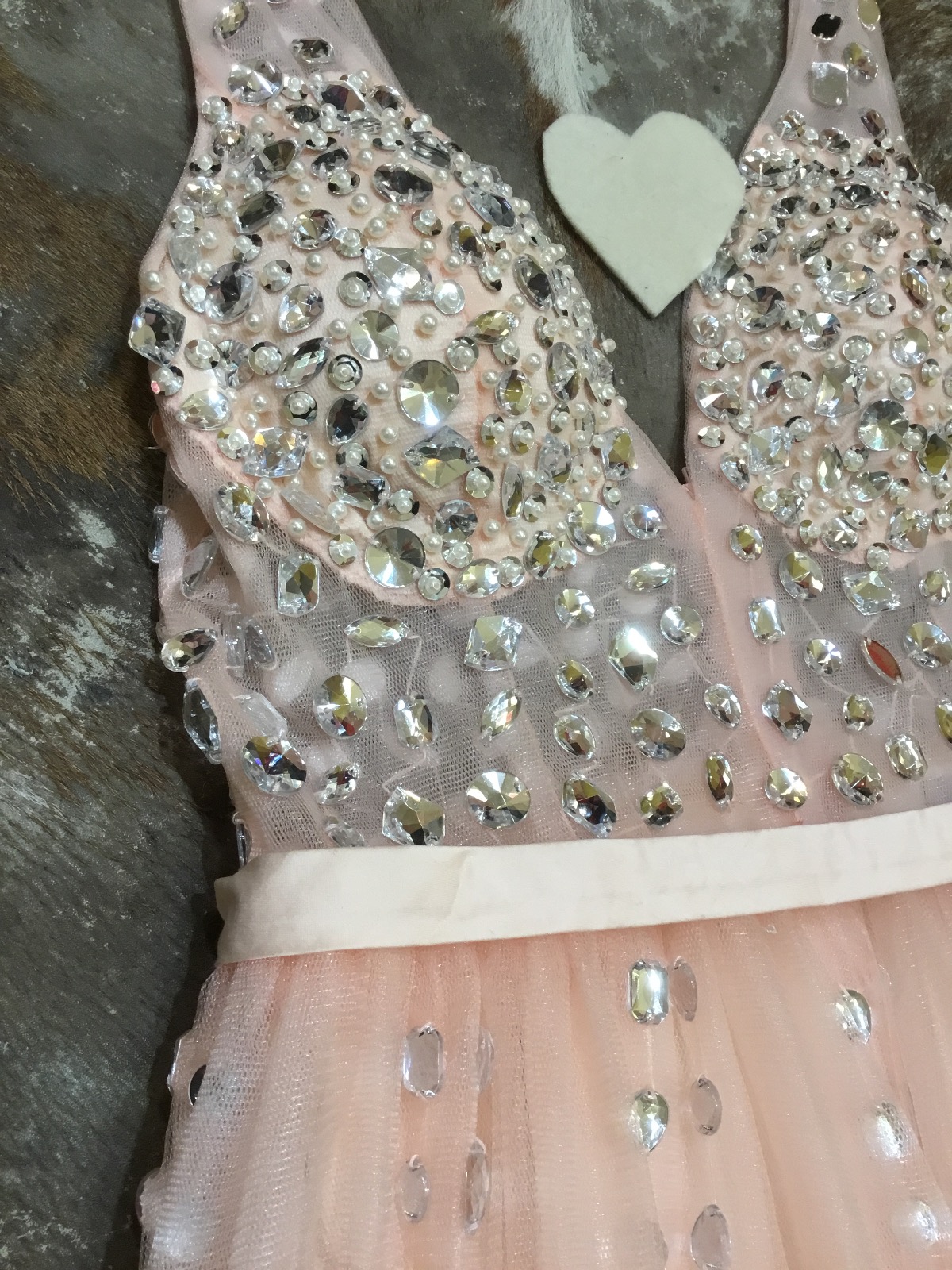 Vestito lungo tulle e pietre dettaglio - Luli Abbigliamento